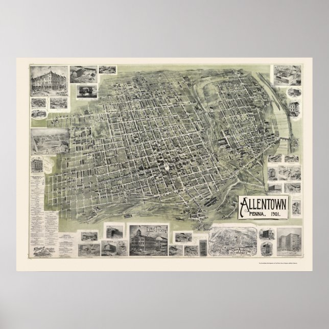 Allentown, PA Panoramic Map - 1901 Poster (Front)
