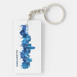 Allentown Pennsylvania Skyline Blue Key Ring