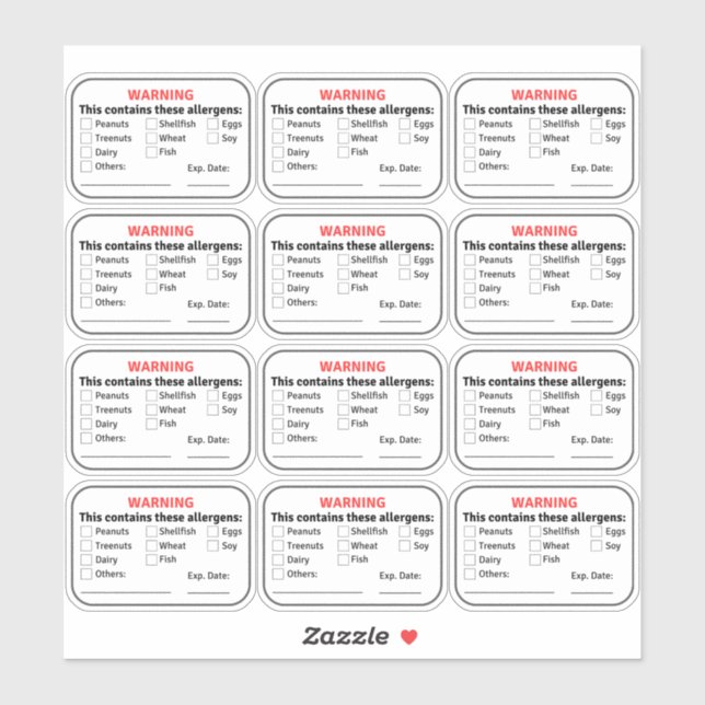 Allergen Food Labels (Sheet)
