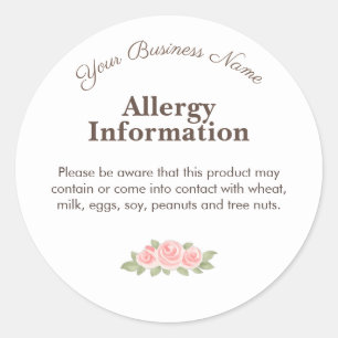 Allergen Warning Cookie Sticker   Home Bakery 