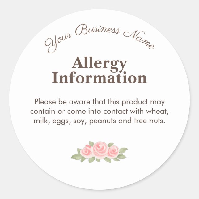 Allergen Warning Cookie Sticker | Home Bakery  (Front)