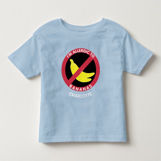 Allergic To Bananas Allergy Personalised Kids Toddler T-Shirt (Front)