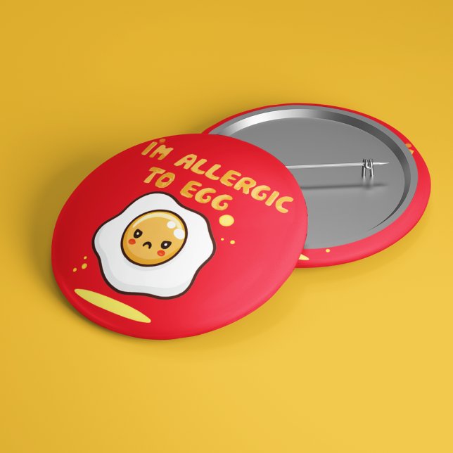 Allergic to egg eggs allergy awareness 6 cm round badge (Let people know.)