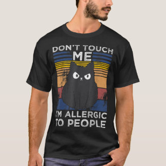 Allergic to humans cat saying fun shirt