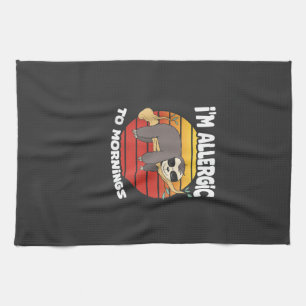 Allergic To Mornings Sloth Animal Sloths Lover Vin Tea Towel