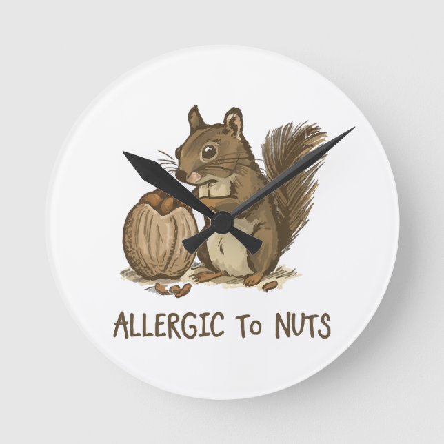 Allergic to Nuts Round Clock (Front)