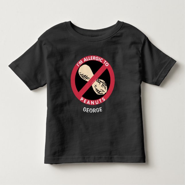 Allergic To Peanuts Kids Allergy Personalised Toddler T-Shirt (Front)