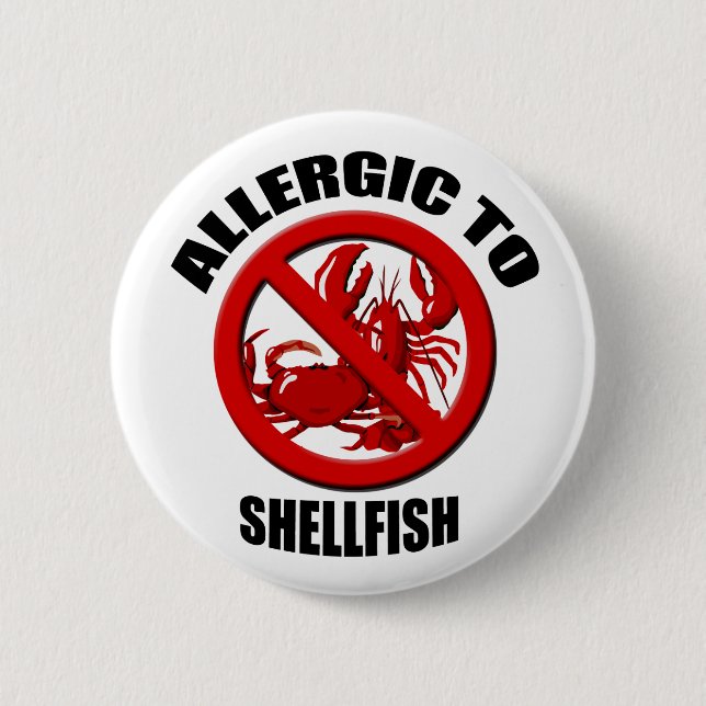 Allergic to Shellfish Medical Alert Std Button (Front)