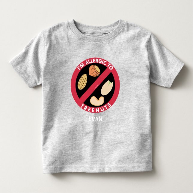 Allergic To Tree Nuts Kids Allergy Personalised Toddler T-Shirt (Front)