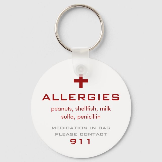 Allergies Medical Key Ring (Front)