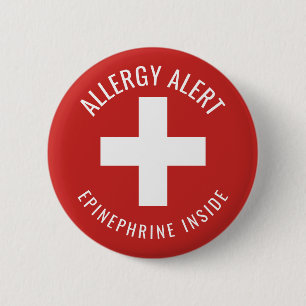 Allergy Alert Epinephrine Inside Medical Emergency 6 Cm Round Badge