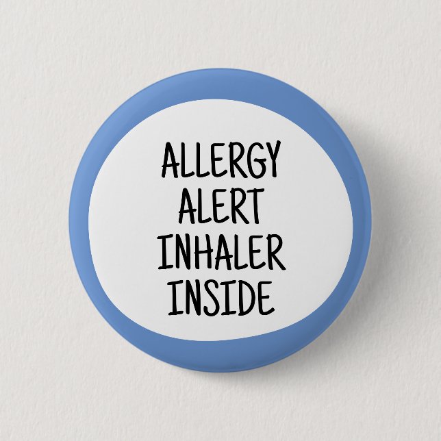 Allergy Alert Inhaler Inside 6 Cm Round Badge (Front)
