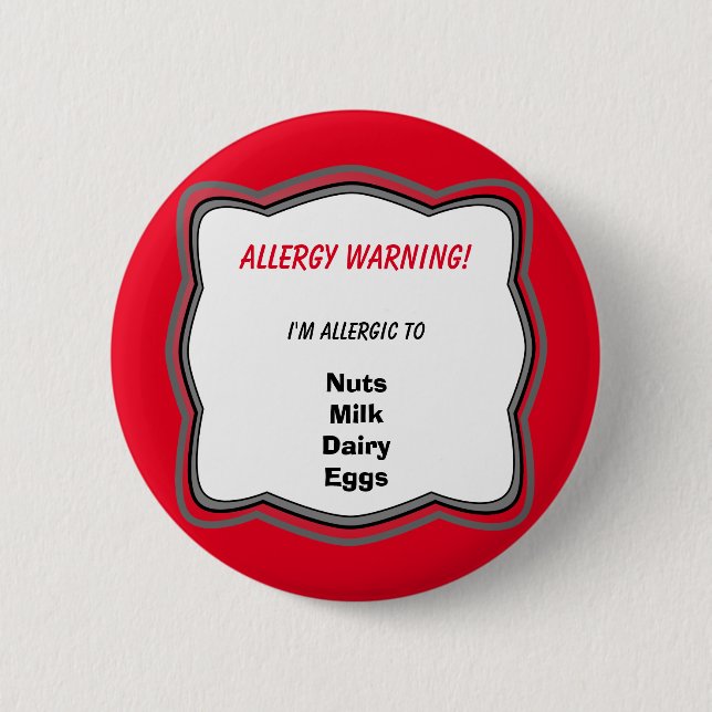 Allergy Alert Pin Button Badge (Front)