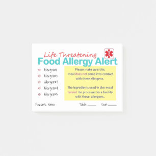 Allergy Alert Post-It Pad (50 sheets per pad) Post-it Notes