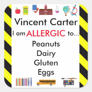 Allergy Alert Sticker for School Child's Desk