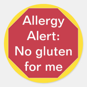 Allergy Allert:  No Gluten Customisable Text Classic Round Sticker