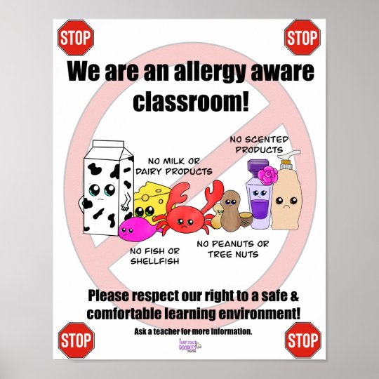 Allergy Aware Classroom Poster | Zazzle.com.au