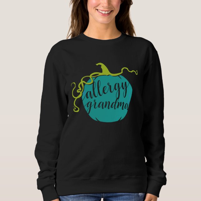 Allergy Grandma Teal Pumpkin Food Allergy Awarenes Sweatshirt (Front)
