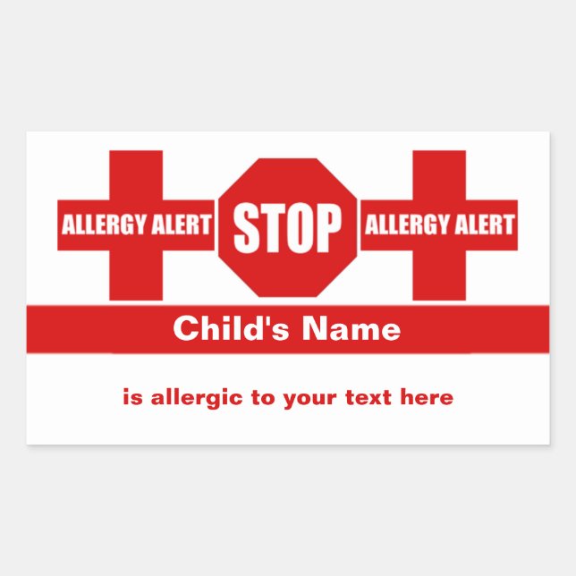Allergy Medical Alert Custom Sticker (Front)