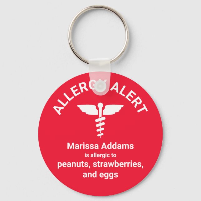 Allergy Medical Alert Key Ring (Front)