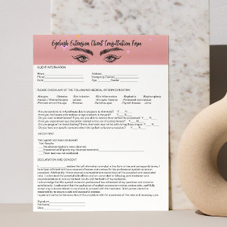Allergy Patch Test Lash Consent Form Rose Gold Custom Letterhead