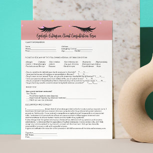 Allergy Patch Test Rose Gold Eyelash Consent Forms Custom Letterhead