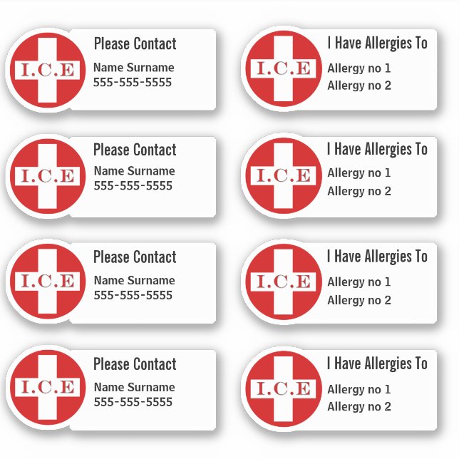 Allergy warning medical condition kids school (Front)