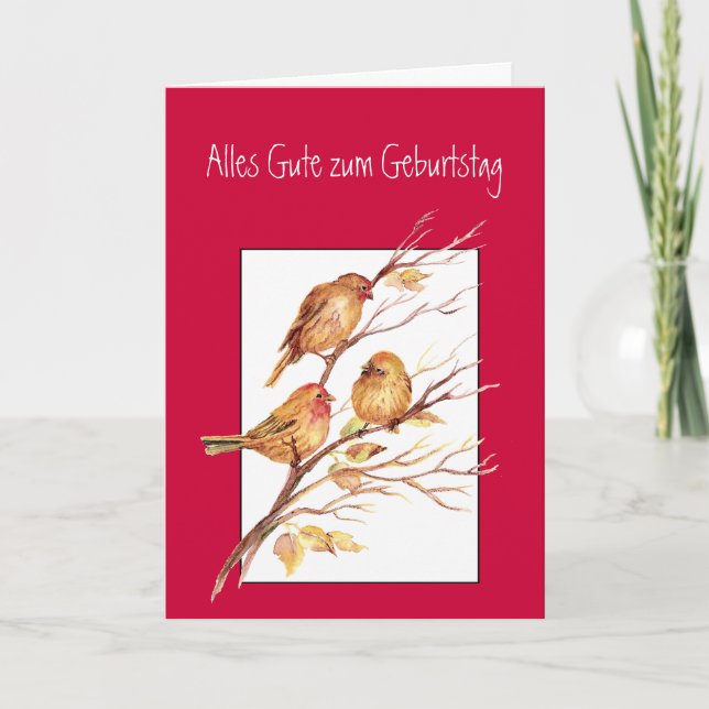 Alles Gute zum Geburtstag, Birthday ,Sparrow Birds Card (Front)