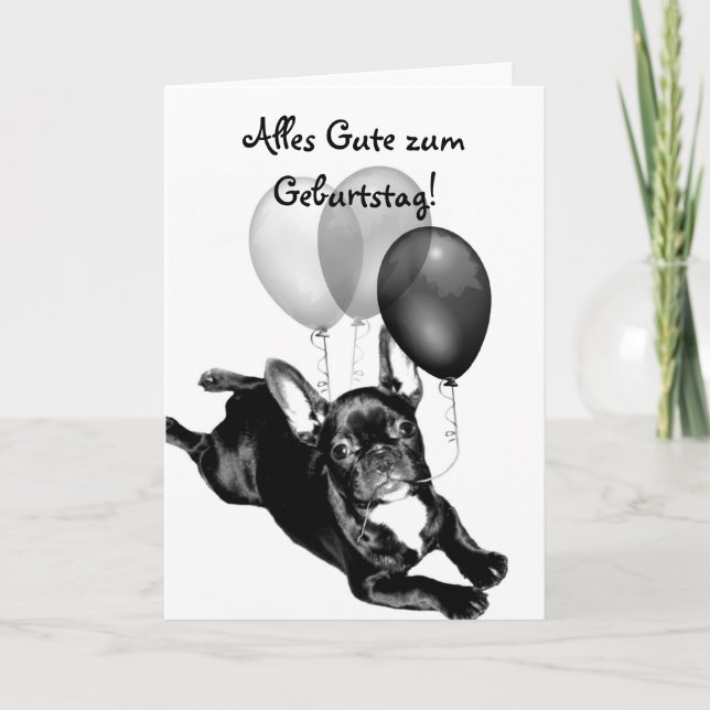 Alles Gute zum Geburtstag French Bulldog card (Front)