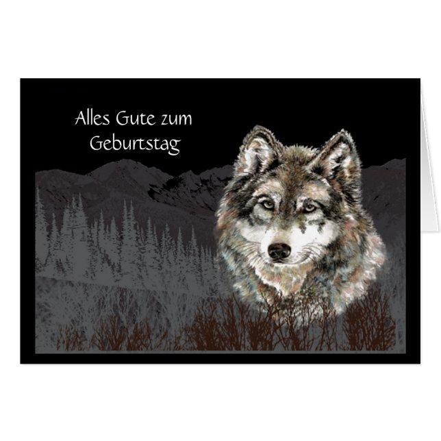 Alles Gute zum Geburtstag, Wolf, Wolves, Animal (Front Horizontal)
