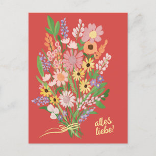 Alles Liebe Wildblumen süß Gouache Glückwunsch Postcard