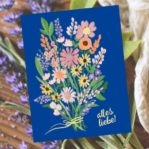 Alles Liebe Wildblumen süß Gouache Glückwunsch Postcard