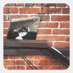 alley cat art square sticker