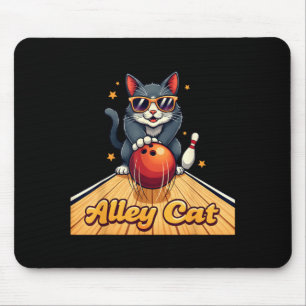 Alley Cat Bowling Lane Funny Cute Cat Bowler Mouse Pad