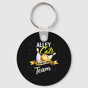 Alley Cat Bowling Shirt Funny Bowler Bowling Key Ring