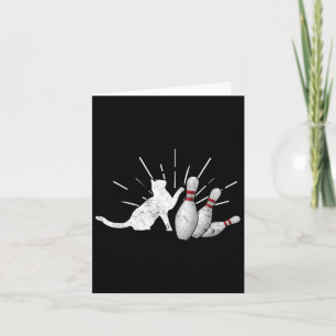 Alley Cat Tipping Pins Funny Bowling  Card