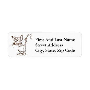 Alley Cat Tough Kitty Cartoon Return Address Label