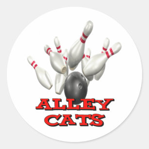 Alley Cats Bowling Classic Round Sticker