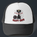 Alley Cats Bowling Pin | Humour Trucker Hat<br><div class="desc">Alley Cats Bowling Hat. Matching Shirt Available. Made with high resolution vector and/or digital graphics for a professional print. NOTE: (THIS IS A PRINT. All zazzle product designs are "prints" unless otherwise stated under "About This Product" area) The design will be printed EXACTLY like you see it on the screen...</div>