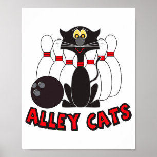 Alley Cats Bowling Pins T Shirt  Poster
