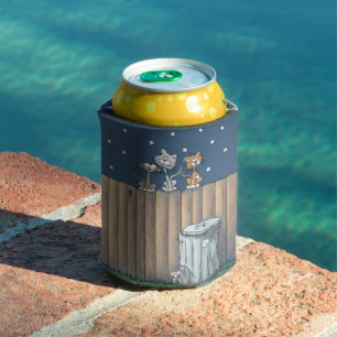 Alley Cats on a fence Can Cooler
