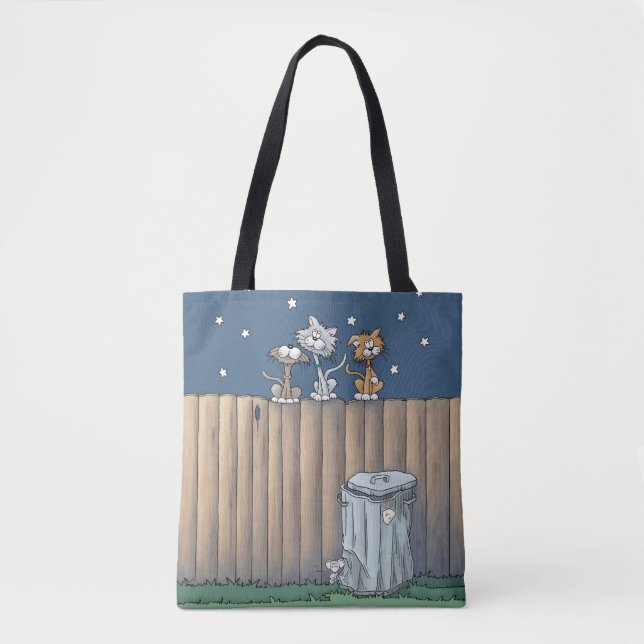 Alley Cats on a Fence Tote Bag (Front)