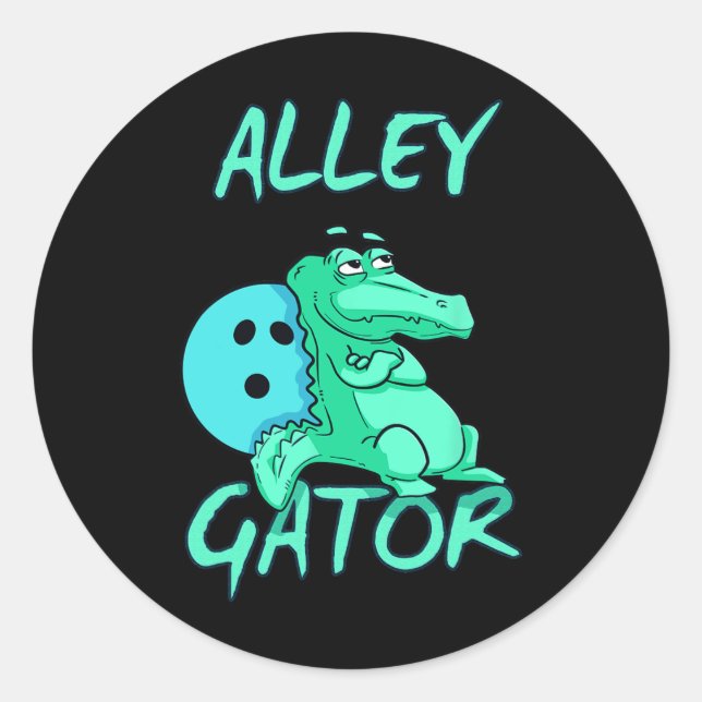 Alley Gator Funny Bowling T Shirt  Classic Round Sticker (Front)