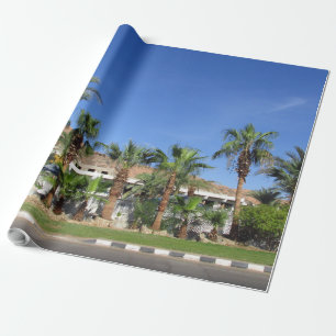 Alley of date palms wrapping paper