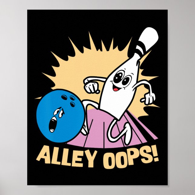 Alley Oops! Comic Bowling Mishap  Poster (Front)