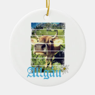 Allgäu Alps Vintage Cow Bavaria Germany Souvenir Ceramic Ornament