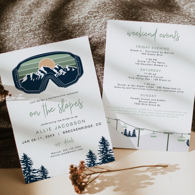 ALLIE Sage Snowboarding Mountain Ski Bachelorette Invitation (Creator Uploaded)