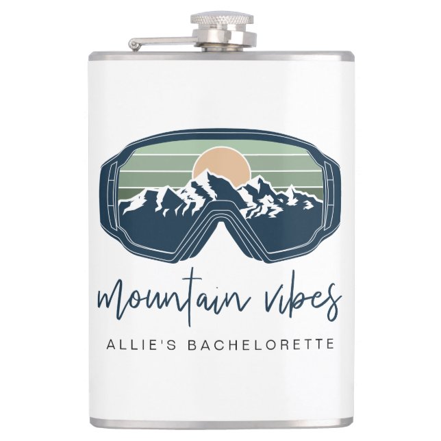 ALLIE Ski Snowboarding Goggle Mountain Vibes Hip Flask (Front)