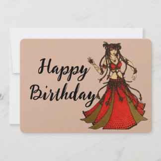 Alliecat Belly Dancer Happy Birthday Holiday Card