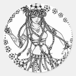 Alliecat Tribal Belly Dancer Classic Round Sticker